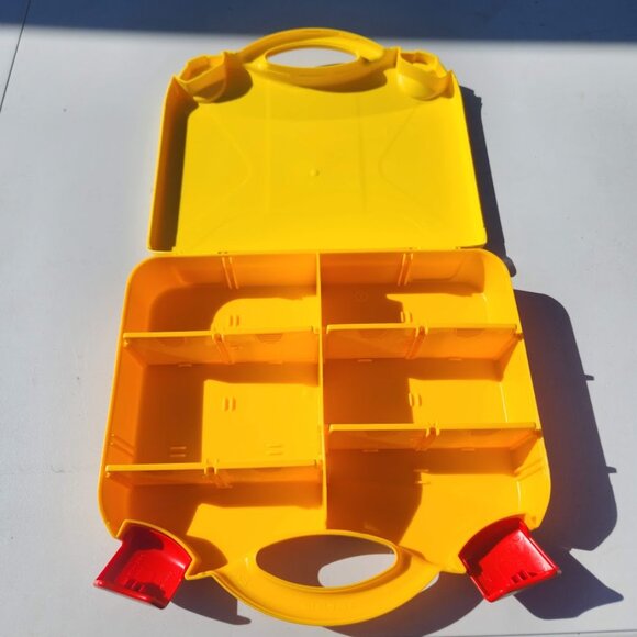 SET of 2 LEGO Yellow Plastic Carrying Carry Case Storage Box w Handle Dividers O - Picture 10 of 16